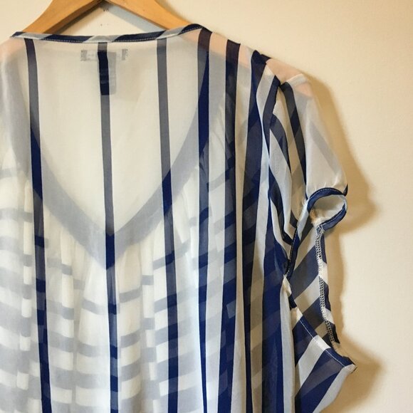 QED London Navy & White Flowing Nightingale Shirt - Picture 8 of 16